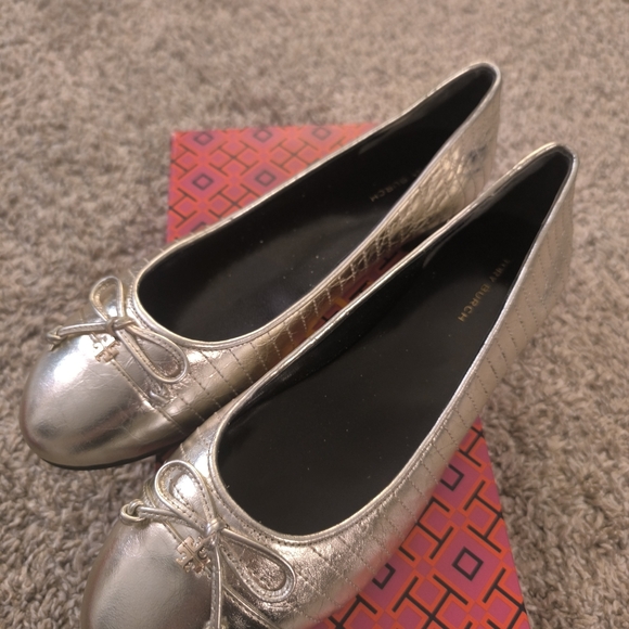 Silver Ballet Flats - Picture 1 of 9
